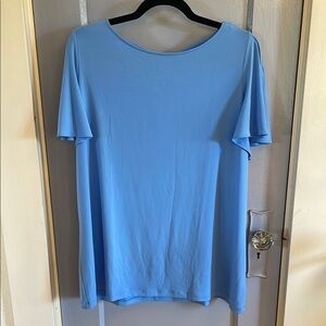 Liz Claiborne Blue Short Sleeve Relaxed Blouse